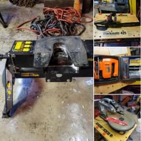 MaxSold Auction: This online auction features 5th Wheel Hitch, Power Tools, Air Tools, Arc Welder, Bicycle, Body Work Tools, Chainsaw, Gas Engine, Yard Tools, NIB Security Lights, Floor Jacks and much more!